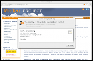 Epiphany showing an invalid certificate