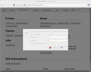 HTTP authentication dialog