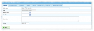 New budget field on task edition pop-up