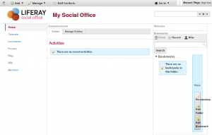 Liferay Social Office home page