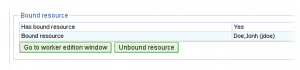 Bound resource information in user editing window