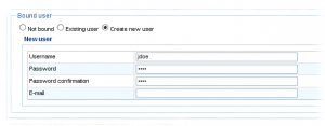 Create new user option in resources editing window