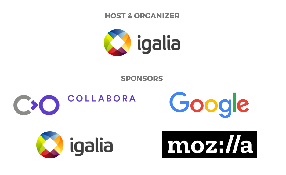 Web Engines Hackfest 2017 sponsors: Collabora, Google, Igalia and Mozilla
