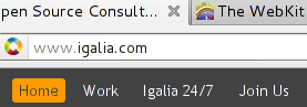 Firefox showing in bold font the URL base domain