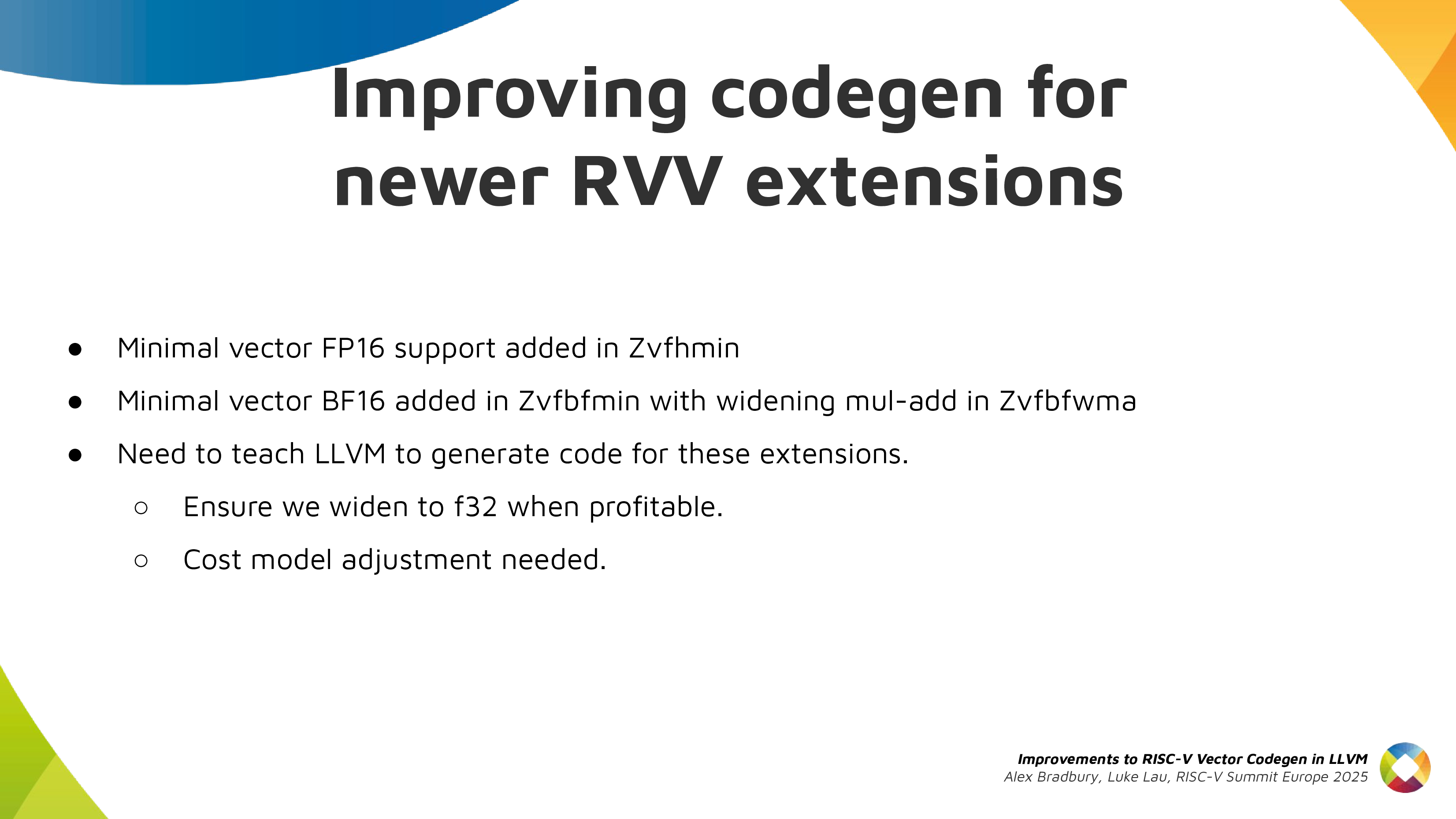 Improving codegen for newer RVV extensions