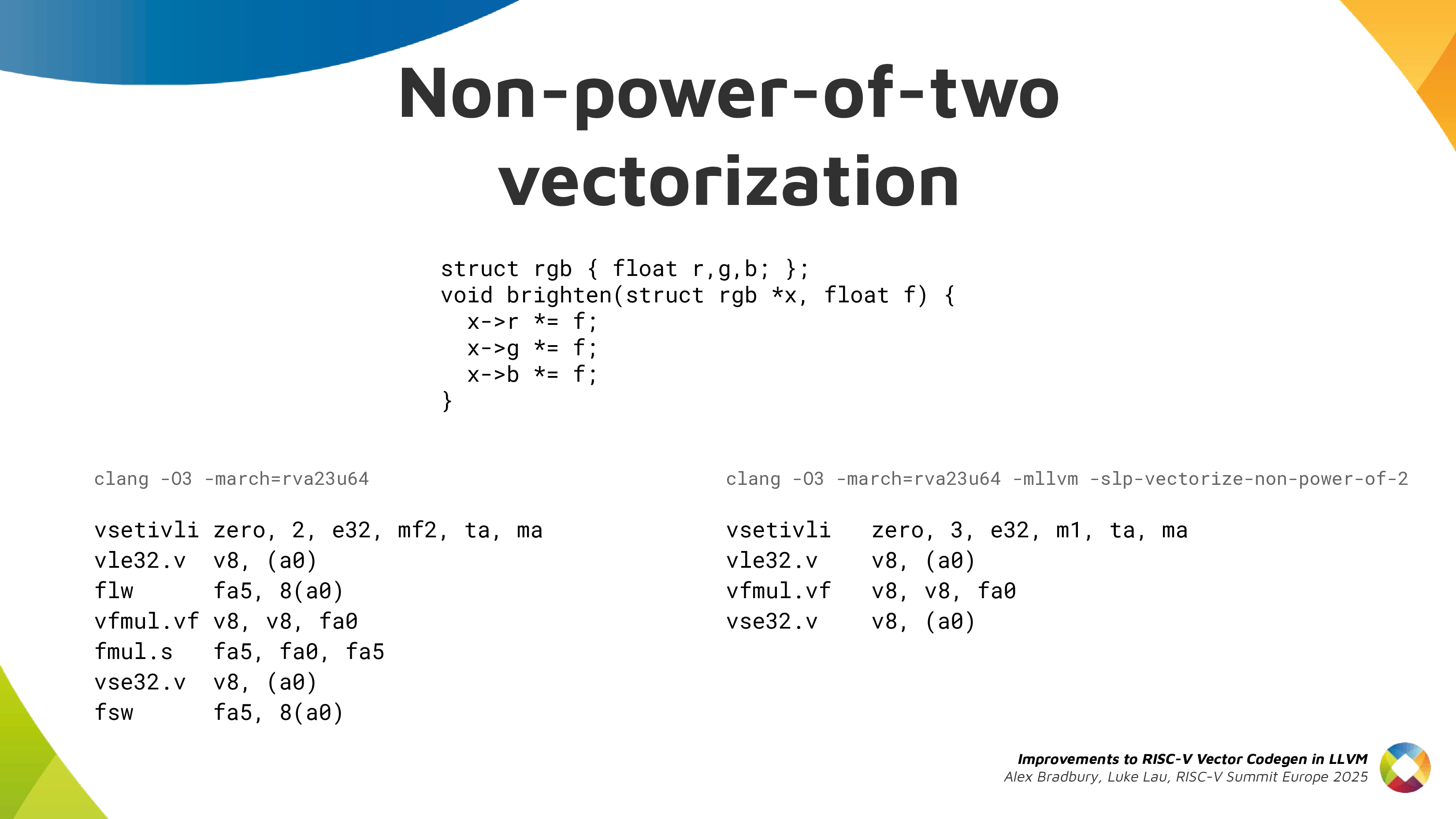 Non-power-of-two vectorization example