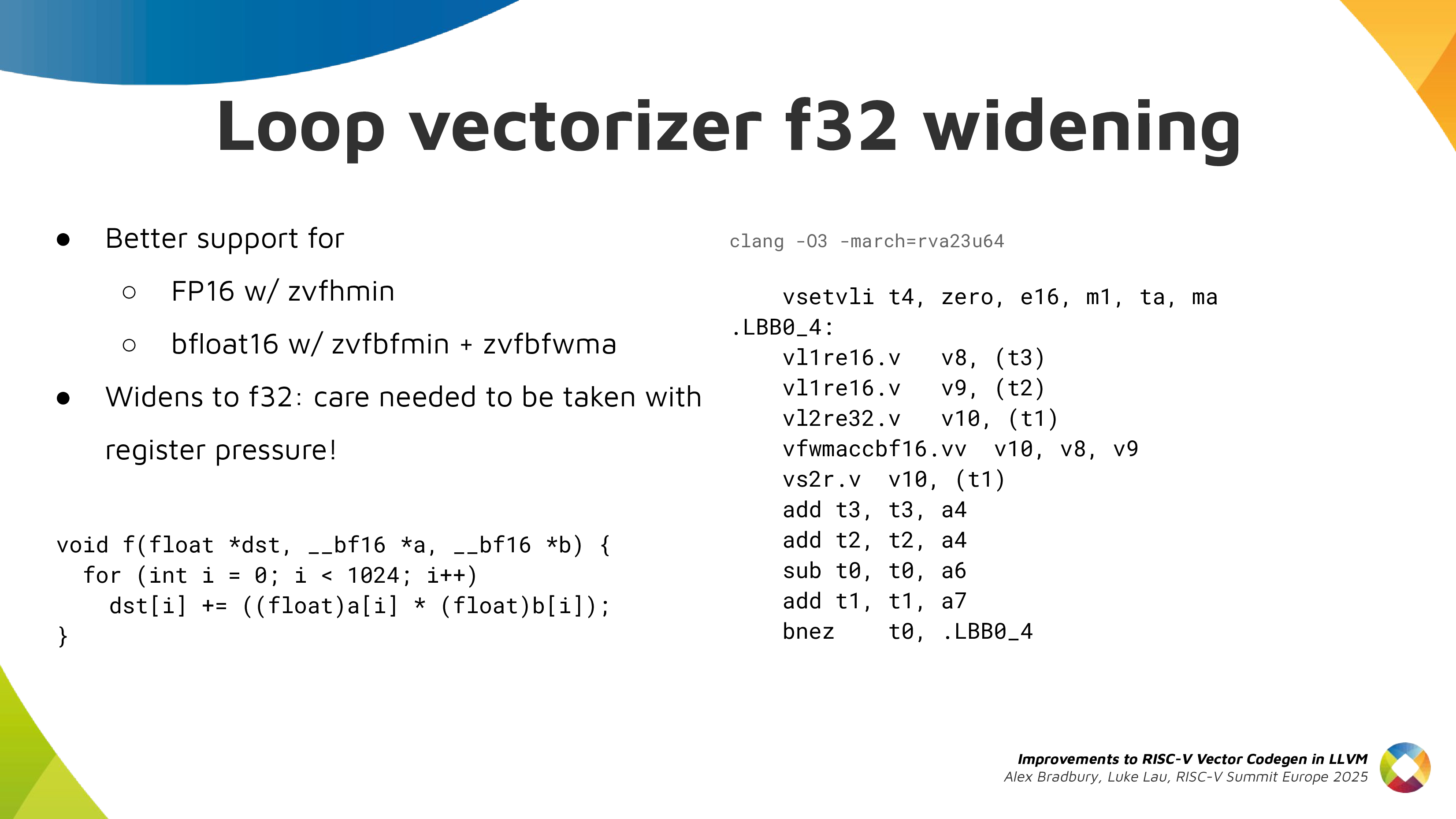Loop vectorizer f32 widening