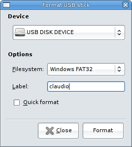 USB formatting tool for GNOME