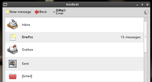 List of folders in Modest Gnome