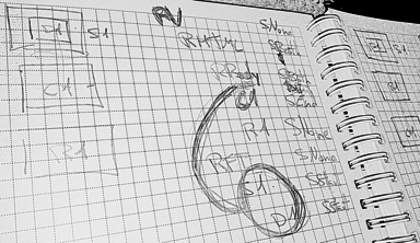 Handwritten diagrams representing DOM and render trees