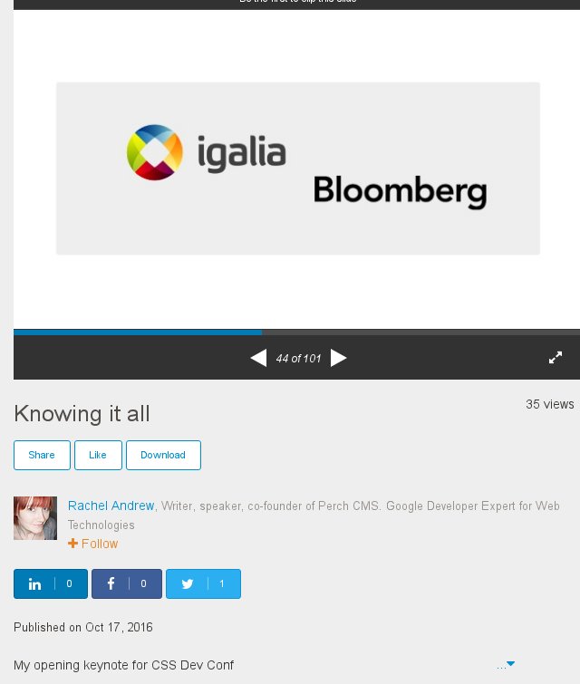 Slide from Rachel Andrew talk with Igalia and Bloomberg logos