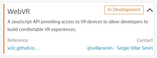 Screenshot of WebKit website marking WebVR as "In Development"