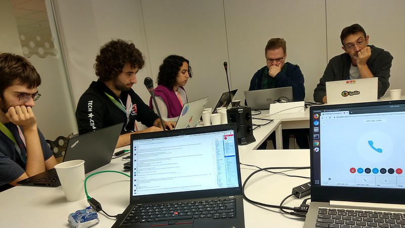 People attending the CSSWG confcall (from left to right: Oriol, Emilio, fantasai, Christian and Brian)