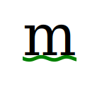 Green wavy underline covering the full length of the letter m (WebKit)