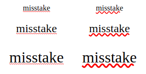 Spelling errors on the left vs wavy red underlines on the right