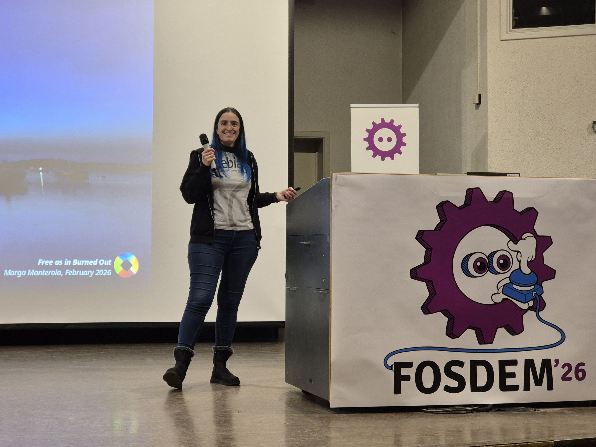 Picture of Marga Manterola's keynote at FOSDEM 2026