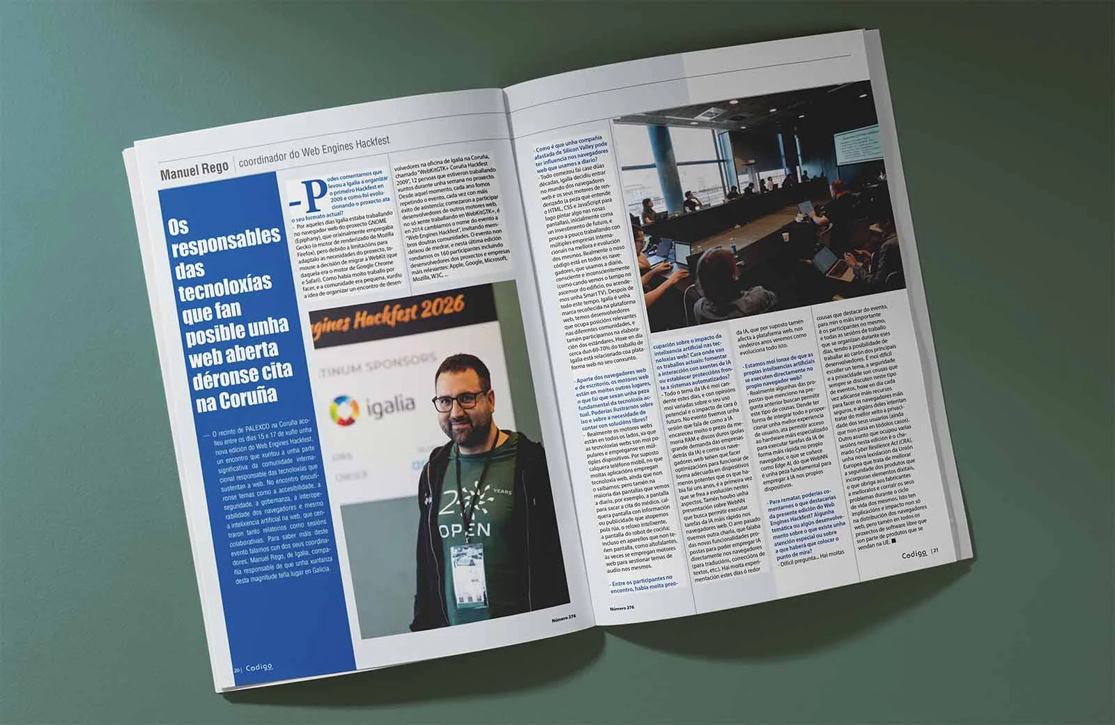 Picture of Código Cero magazine with article about the Web Engines Hackfest