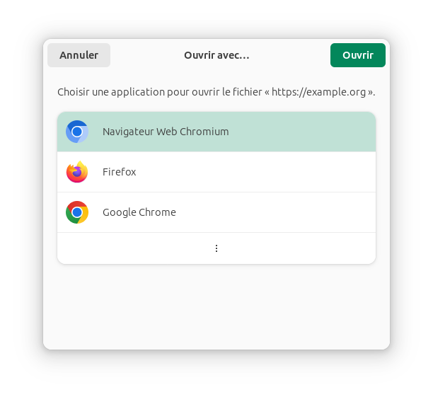 App chooser dialog