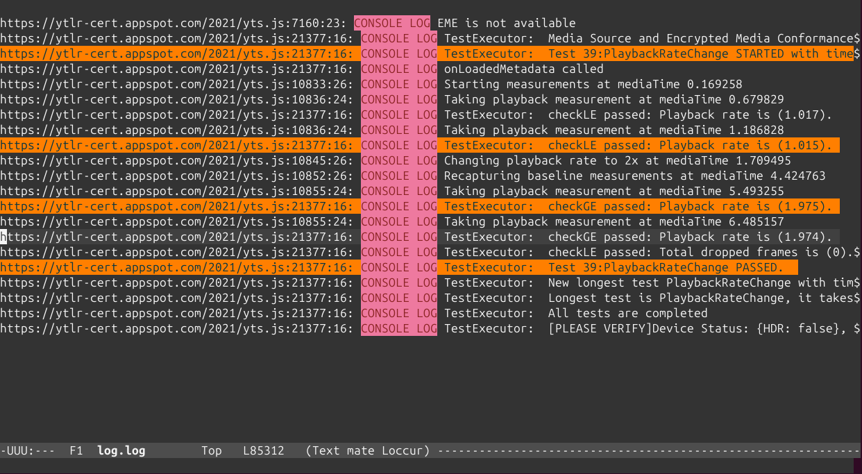 Effect of filtering and marking some console logs.