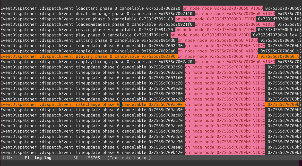 Effect of filtering and marking some video node events.