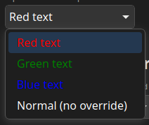 A colorful context menu